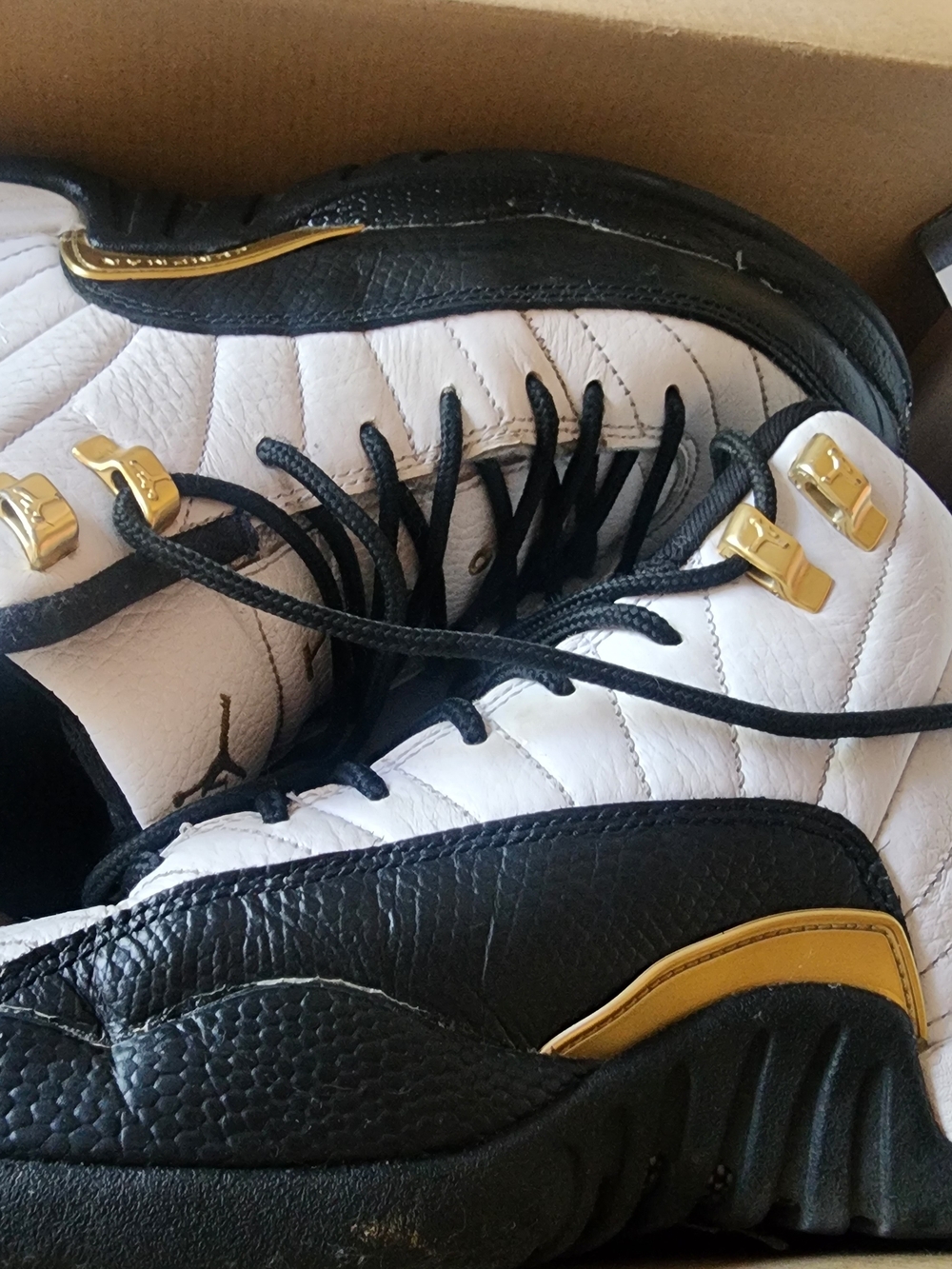Jordan Kids' White and Black Sneakers with Gold Accents